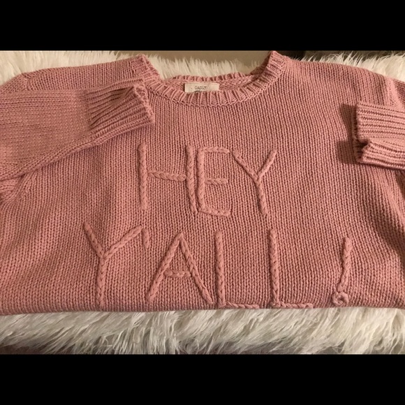 Cupio Sweaters - 🆕NWT Cupio “Hey Y’all!” Pink Sweater Size Large
